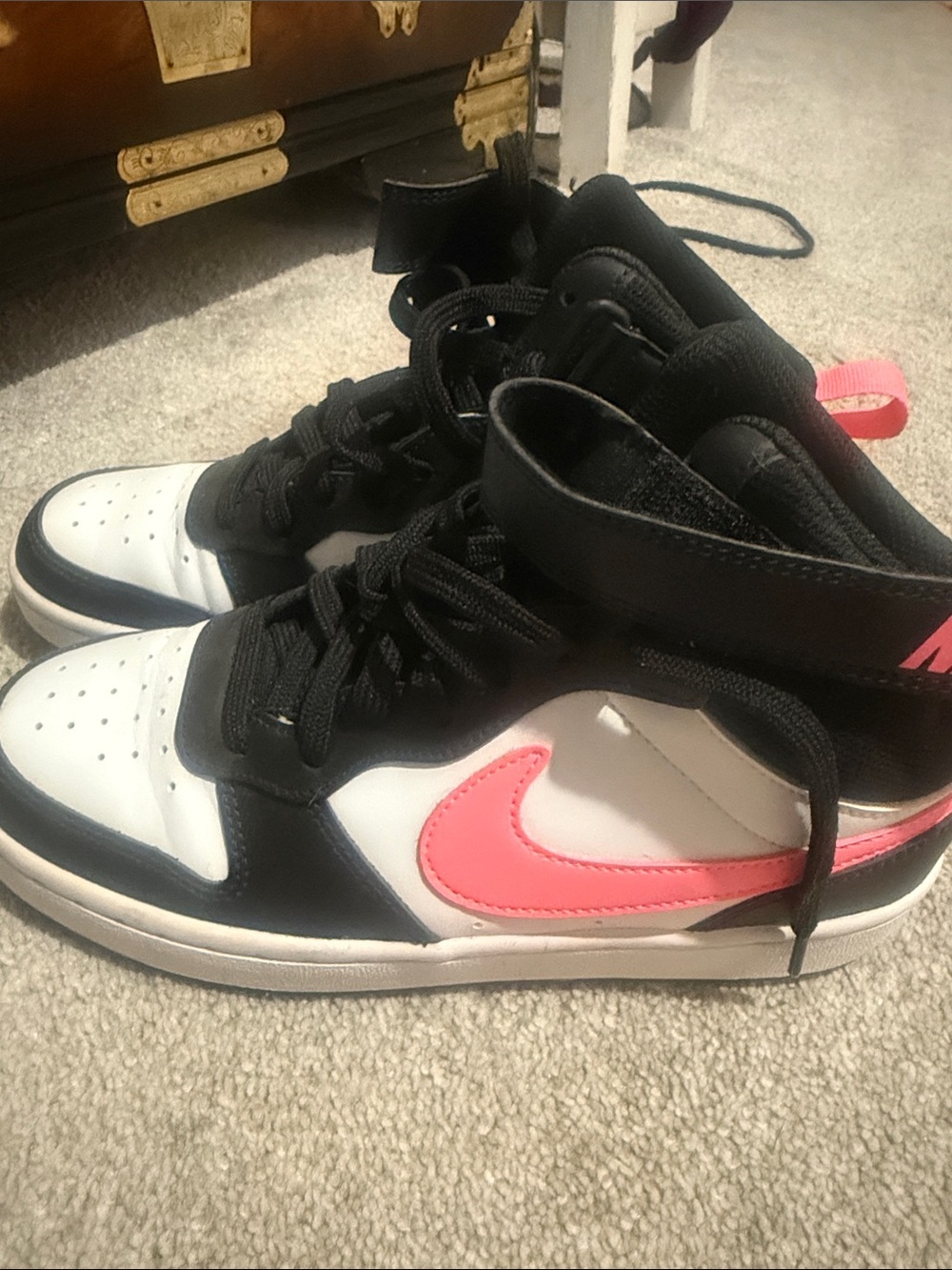 Nike Women’s Mid-Top Sneakers in Black, White & Pink